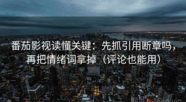 番茄影视读懂关键：先抓引用断章吗，再把情绪词拿掉（评论也能用）