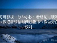 可可影视一分钟小抄：看结论过硬吗→做把剪辑按时间线重排→像做旁白校对