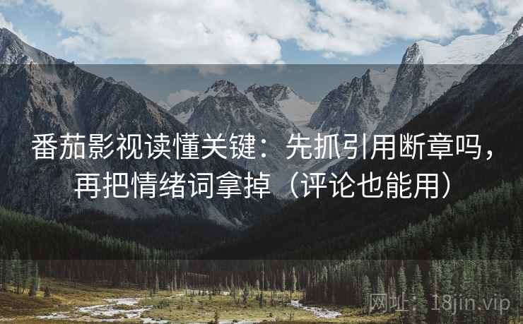 番茄影视读懂关键：先抓引用断章吗，再把情绪词拿掉（评论也能用）
