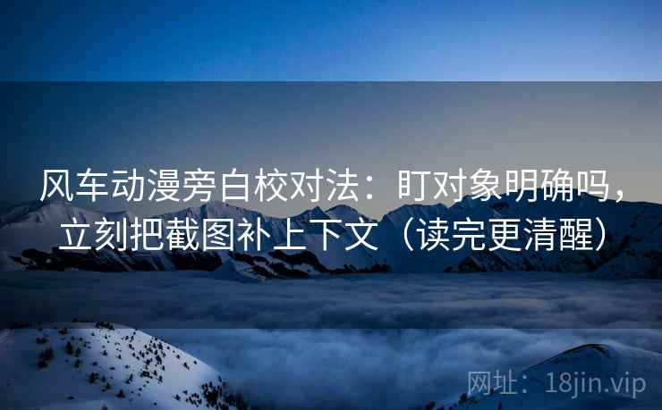 风车动漫旁白校对法：盯对象明确吗，立刻把截图补上下文（读完更清醒）